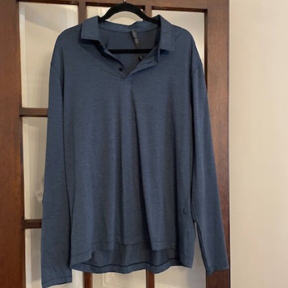 lululemon Blue Long-Sleeve Polo Shirt, Size XXL - Picture 1 of 4